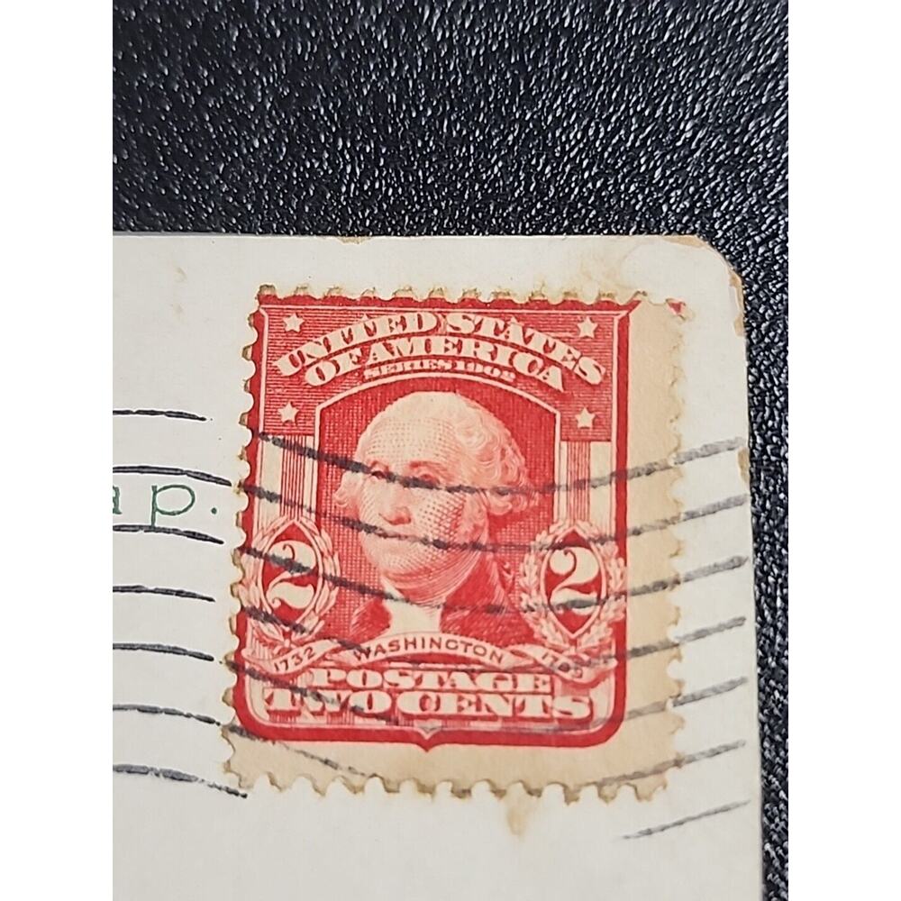 RARE 1903 319 RED TYPE 1 Washington 2¢ US Postage Stamp VF Cancel On Postcard